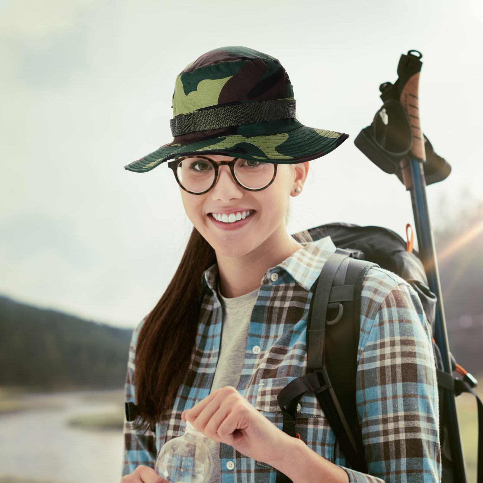Outdoor Adventure Girls - Erkekler için kamuflaj desenli güneş koruyucu