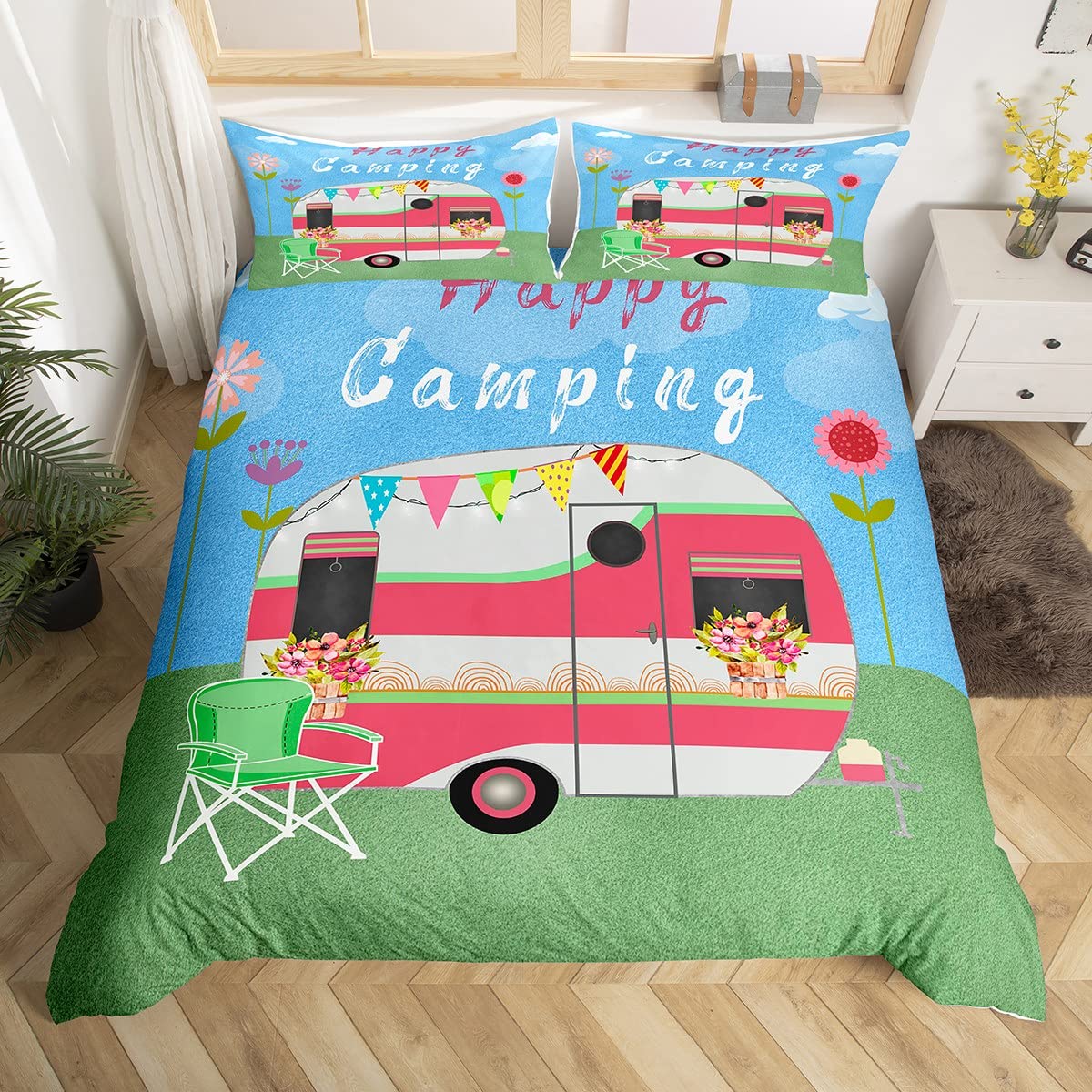Outdoor Adventure Quilt - Mutlu kamp nevresim Camper nevresim takımı